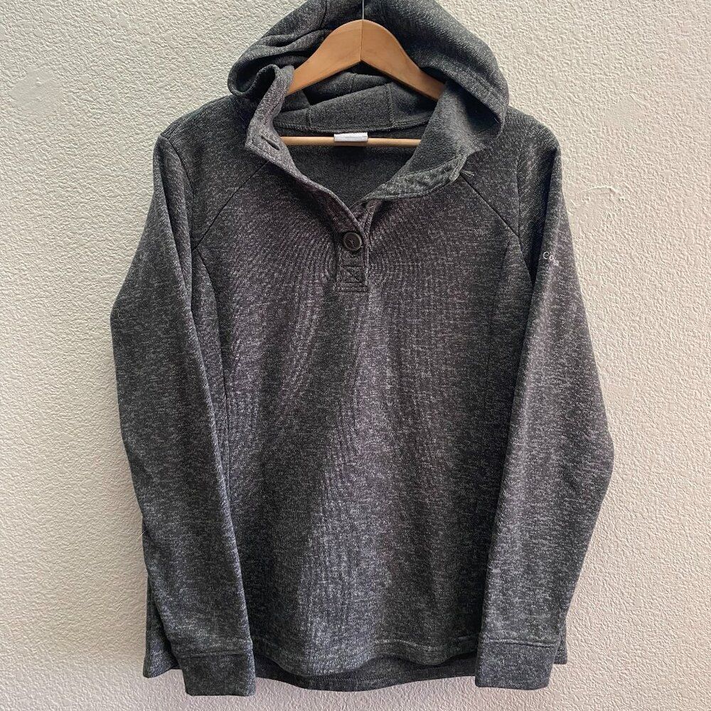 Columbia Darling Days Hooded Henley Long Sleeve Pullover Sweater Large Gray